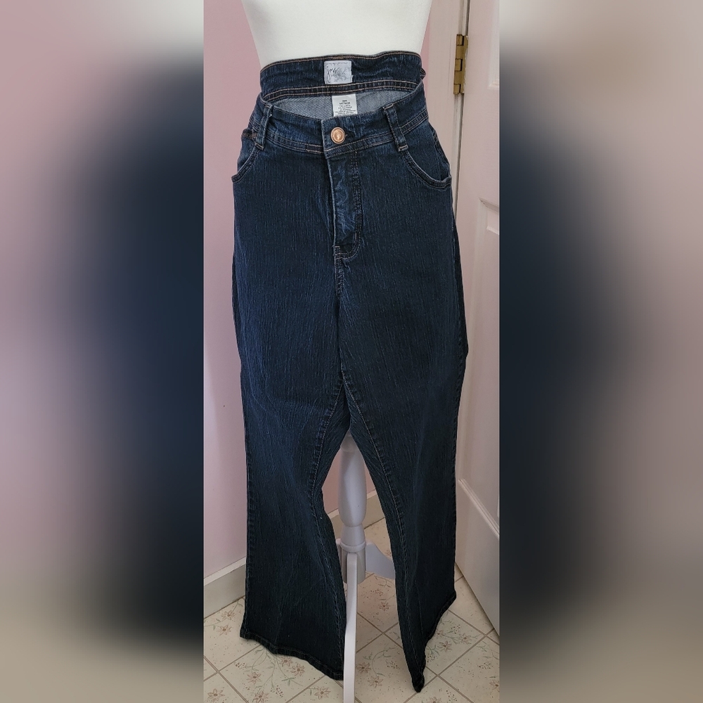 JUST MY SIZE Womens Plus size 20W Average, Dark Blue, Shimmer Gold Thread Pocket